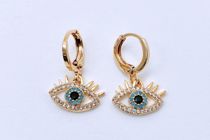 [Ozel] Daily Point Glossy Brass Cubic Earrings